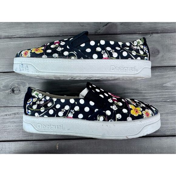 Desigual Floral Slip On Platform Sneakers Size 9 - Picture 8 of 10